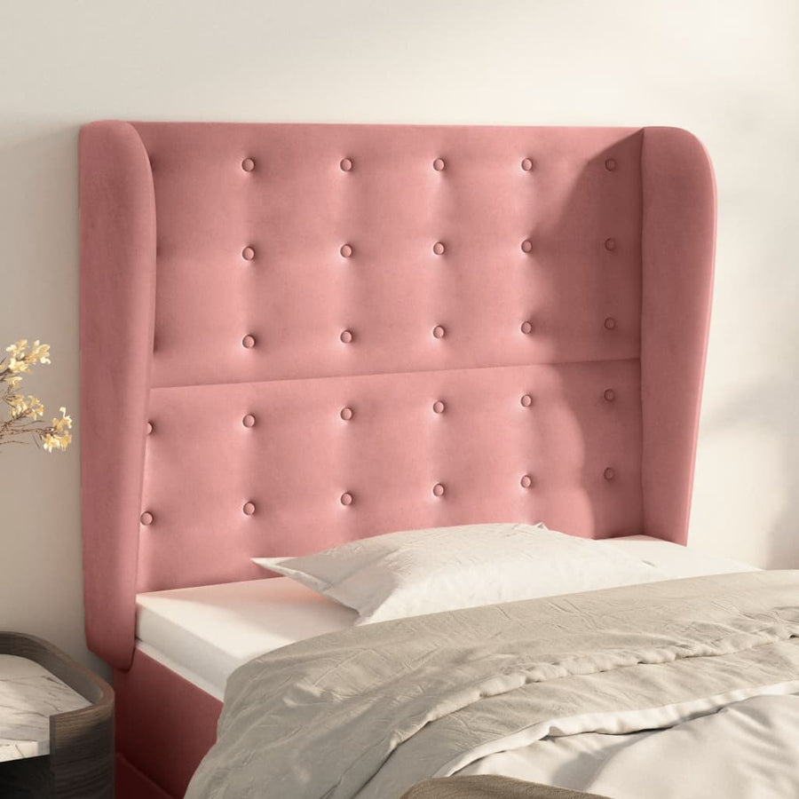 Hoofdbord Met Randen Fluweel 83 x 23 x 118/128 cm Roze