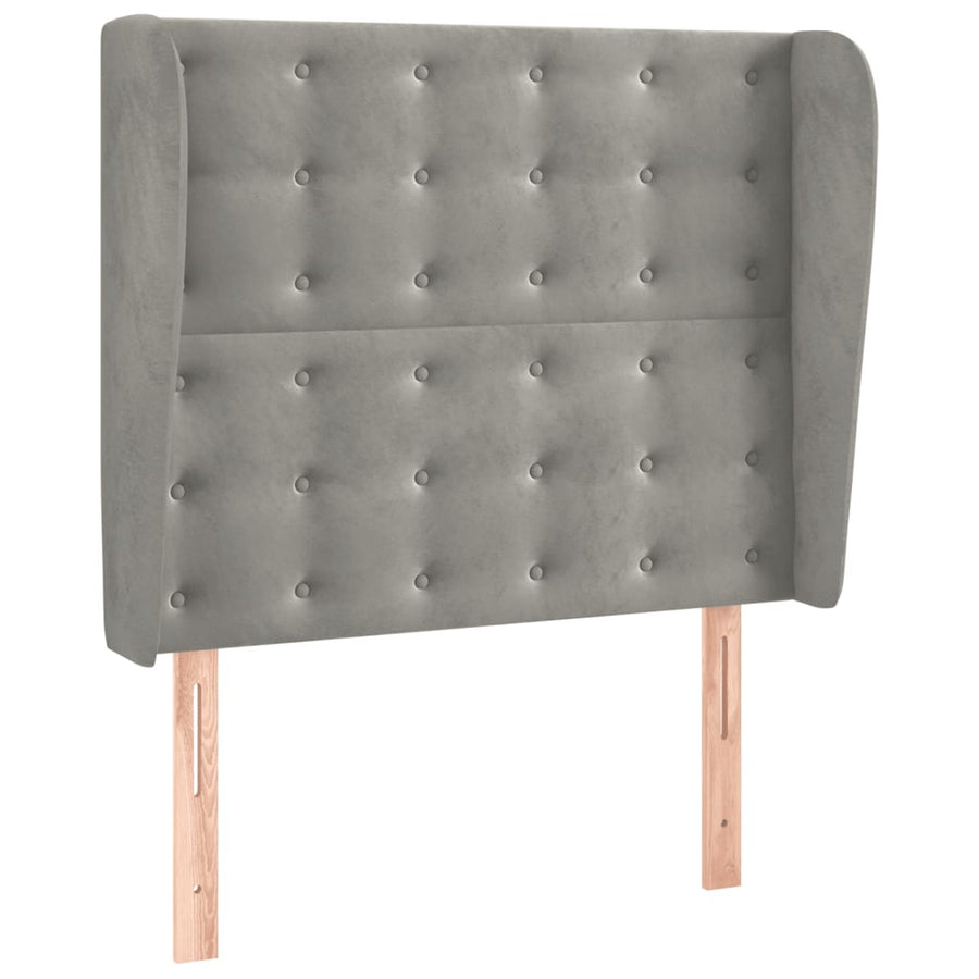 Hoofdbord Met Randen Fluweel 1 93 x 23 x 118/128 cm Lichtgrijs