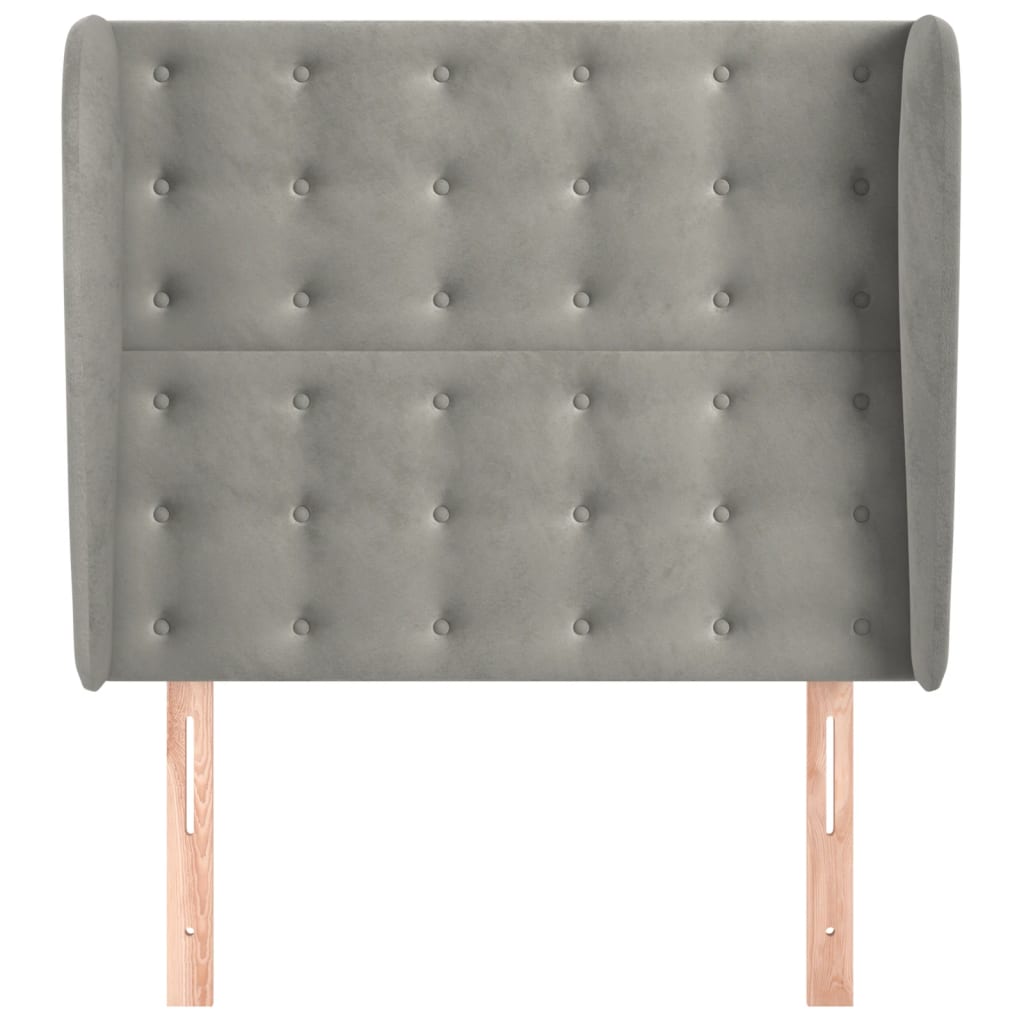 Hoofdbord Met Randen Fluweel 1 93 x 23 x 118/128 cm Lichtgrijs