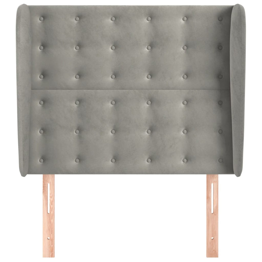 Hoofdbord Met Randen Fluweel 1 93 x 23 x 118/128 cm Lichtgrijs
