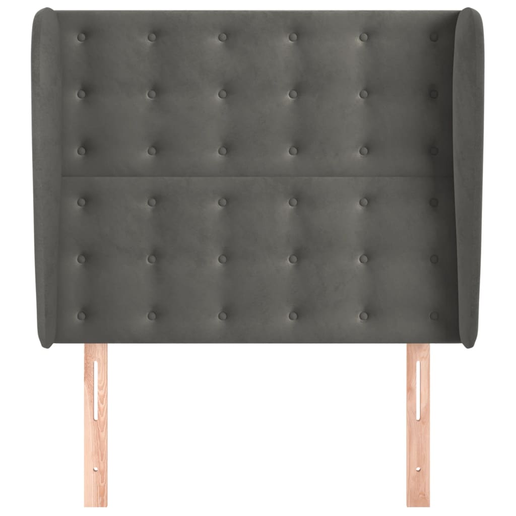 Hoofdbord Met Randen Fluweel 93 x 23 x 118/128 cm Donkergrijs