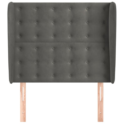Hoofdbord Met Randen Fluweel 93 x 23 x 118/128 cm Donkergrijs