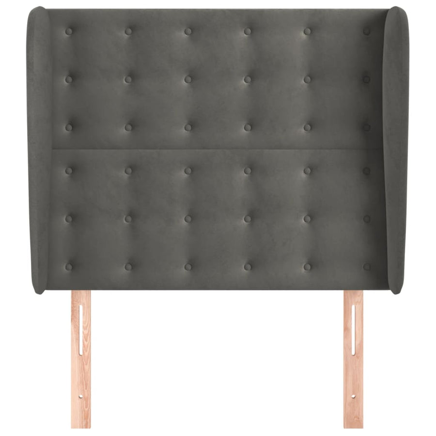 Hoofdbord Met Randen Fluweel 93 x 23 x 118/128 cm Donkergrijs