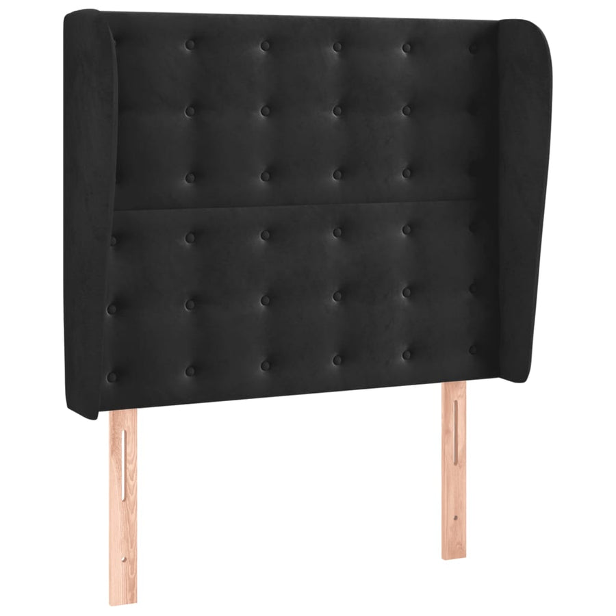 Hoofdbord Met Randen Fluweel 93 x 23 x 118/128 cm Zwart