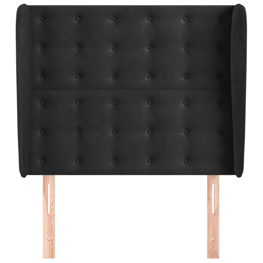 Hoofdbord Met Randen Fluweel 93 x 23 x 118/128 cm Zwart