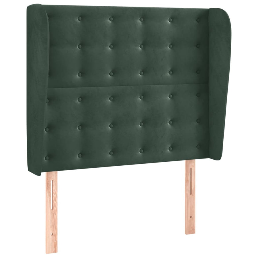 Hoofdbord met randen 93x23x118/128 cm fluweel donkergroen