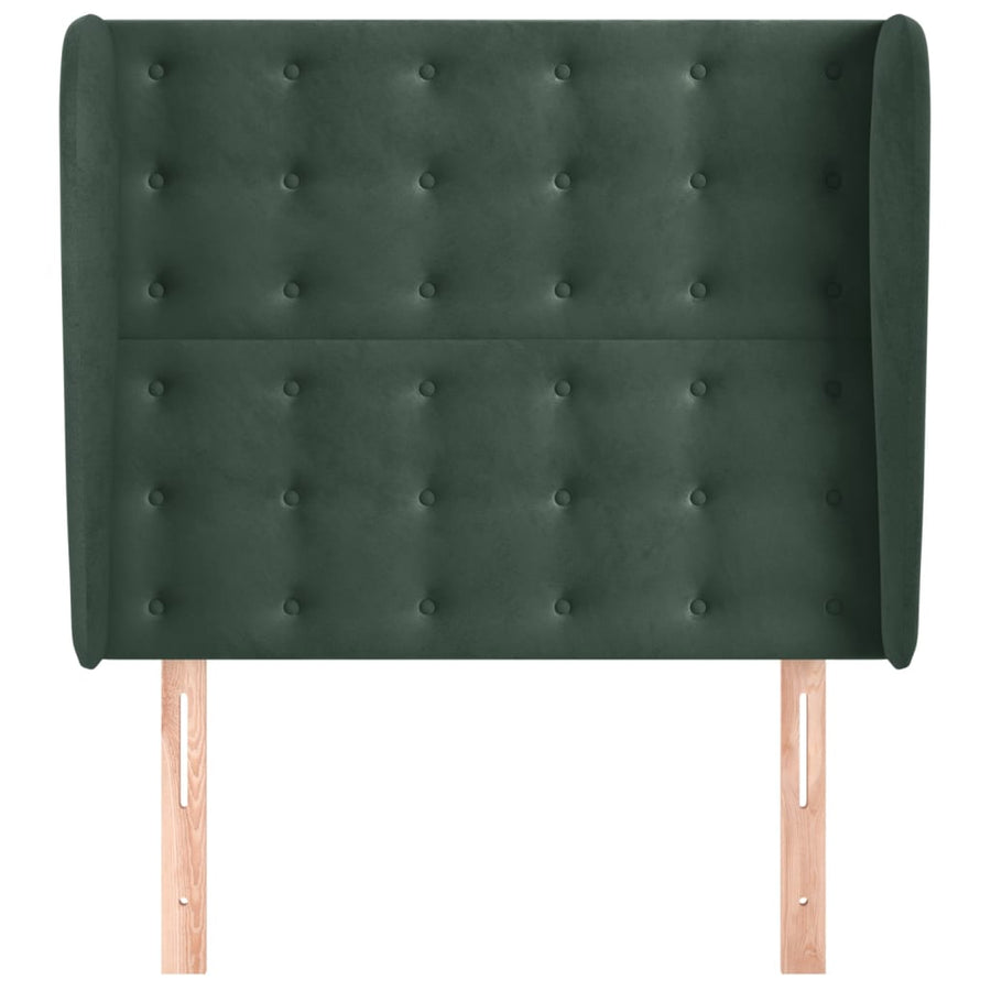Hoofdbord met randen 93x23x118/128 cm fluweel donkergroen