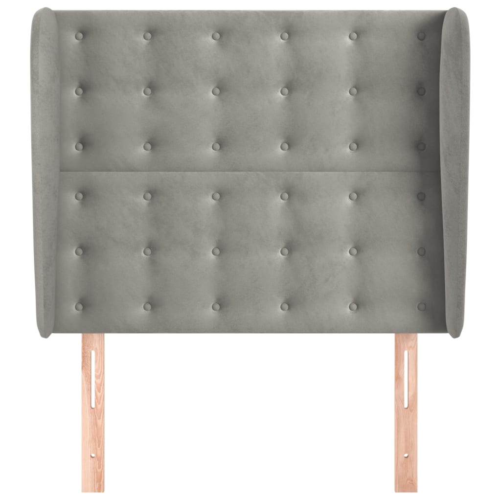 Hoofdbord Met Randen Fluweel 103 x 23 x 118/128 cm Lichtgrijs