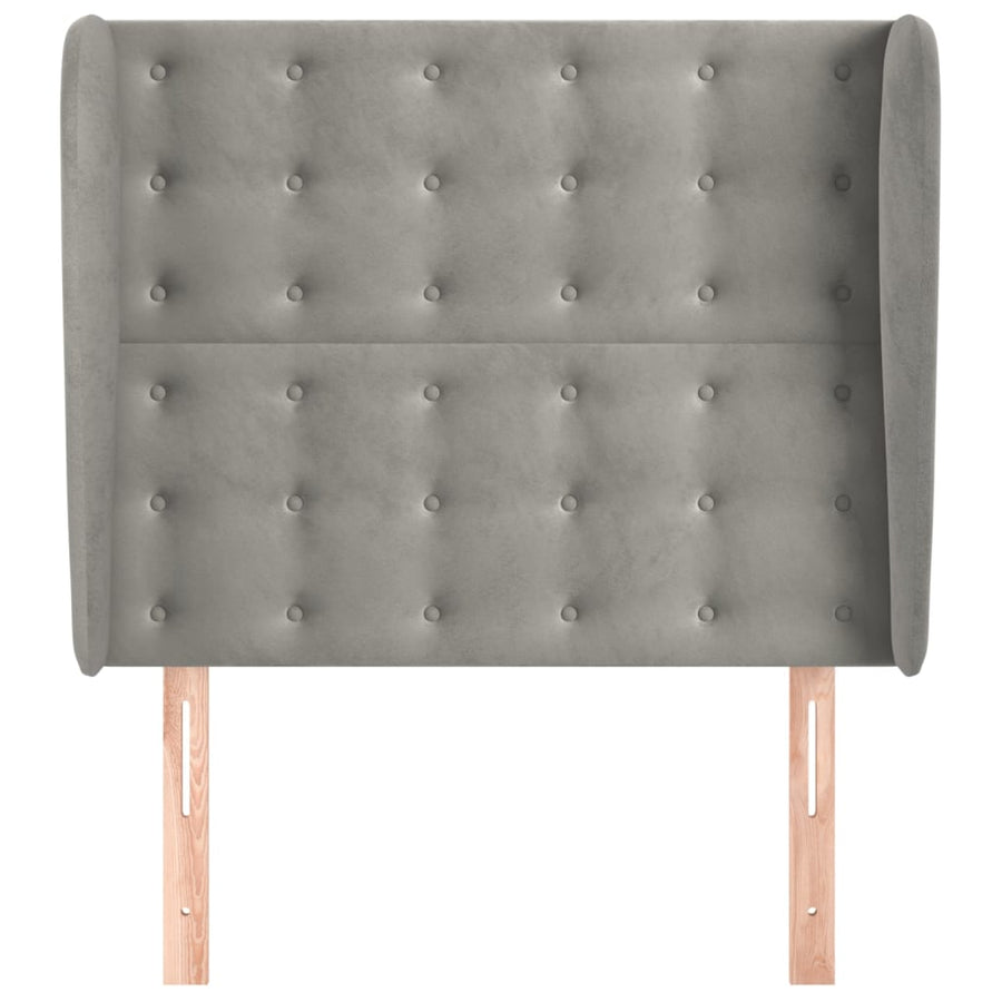 Hoofdbord Met Randen Fluweel 103 x 23 x 118/128 cm Lichtgrijs