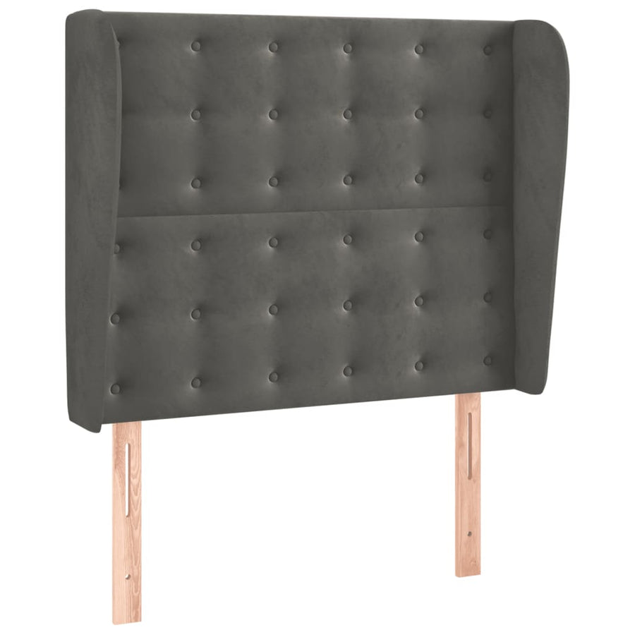 Hoofdbord Met Randen Fluweel 103 x 23 x 118/128 cm Donkergrijs