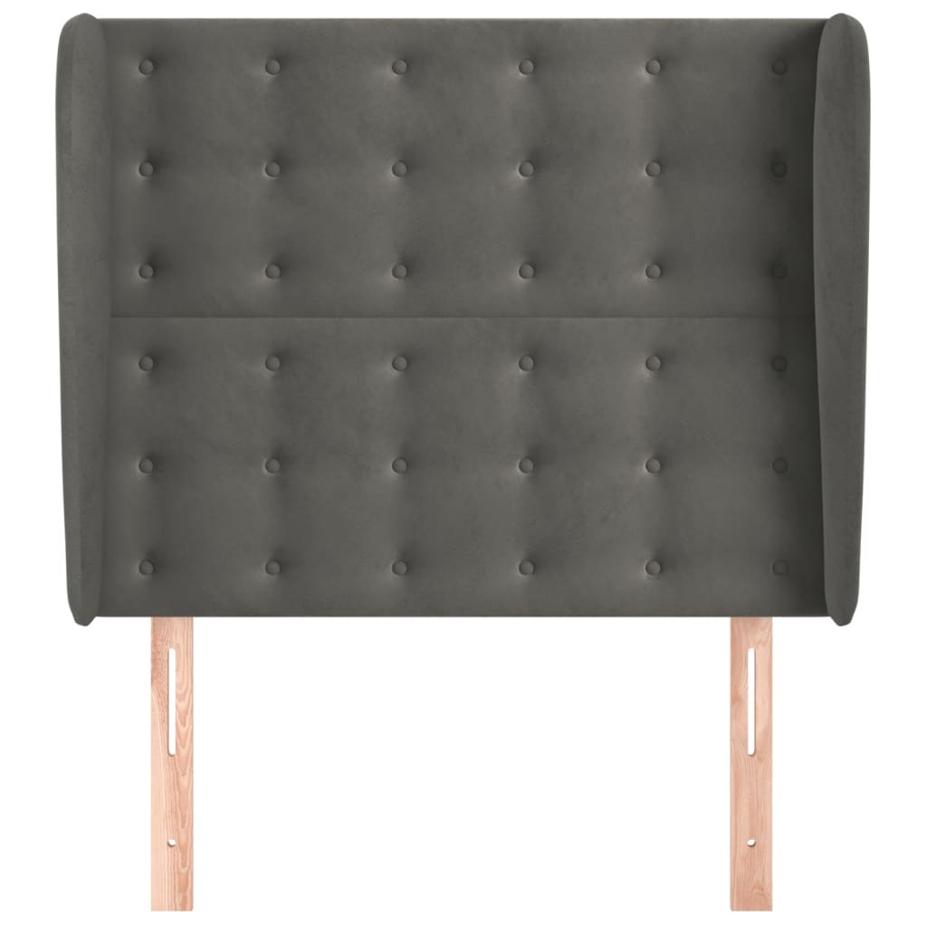 Hoofdbord Met Randen Fluweel 103 x 23 x 118/128 cm Donkergrijs