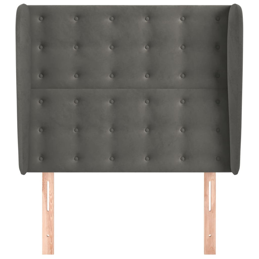 Hoofdbord Met Randen Fluweel 103 x 23 x 118/128 cm Donkergrijs