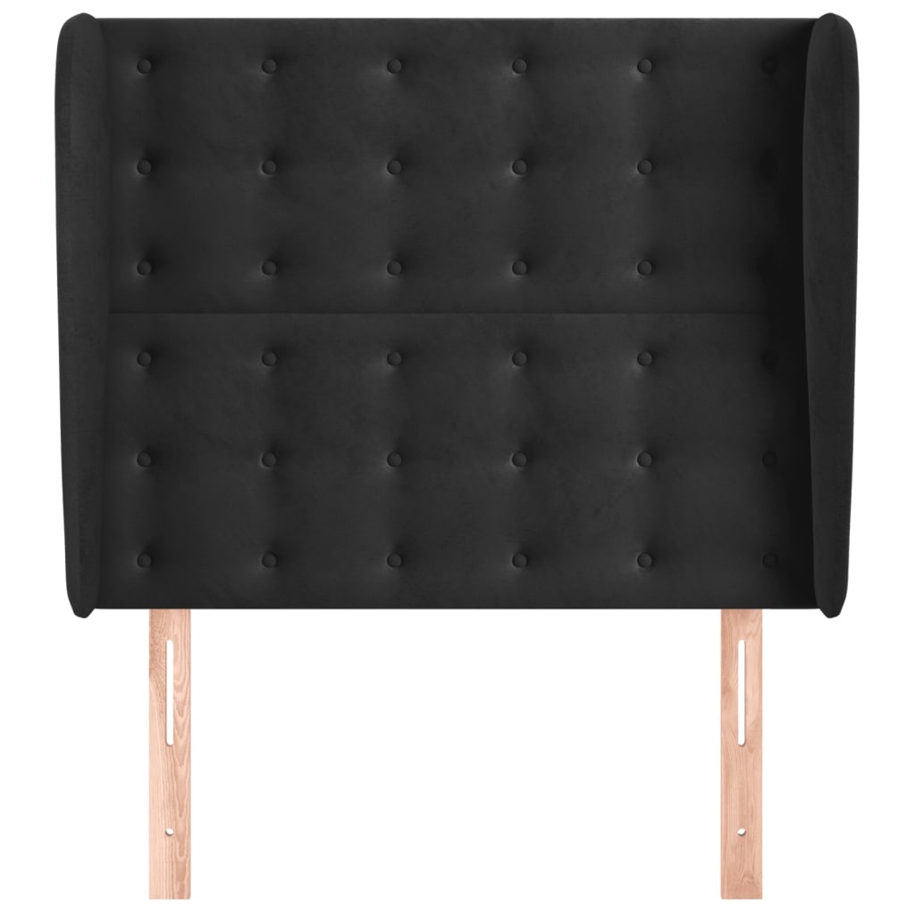 Hoofdbord Met Randen Fluweel 103 x 23 x 118/128 cm Zwart
