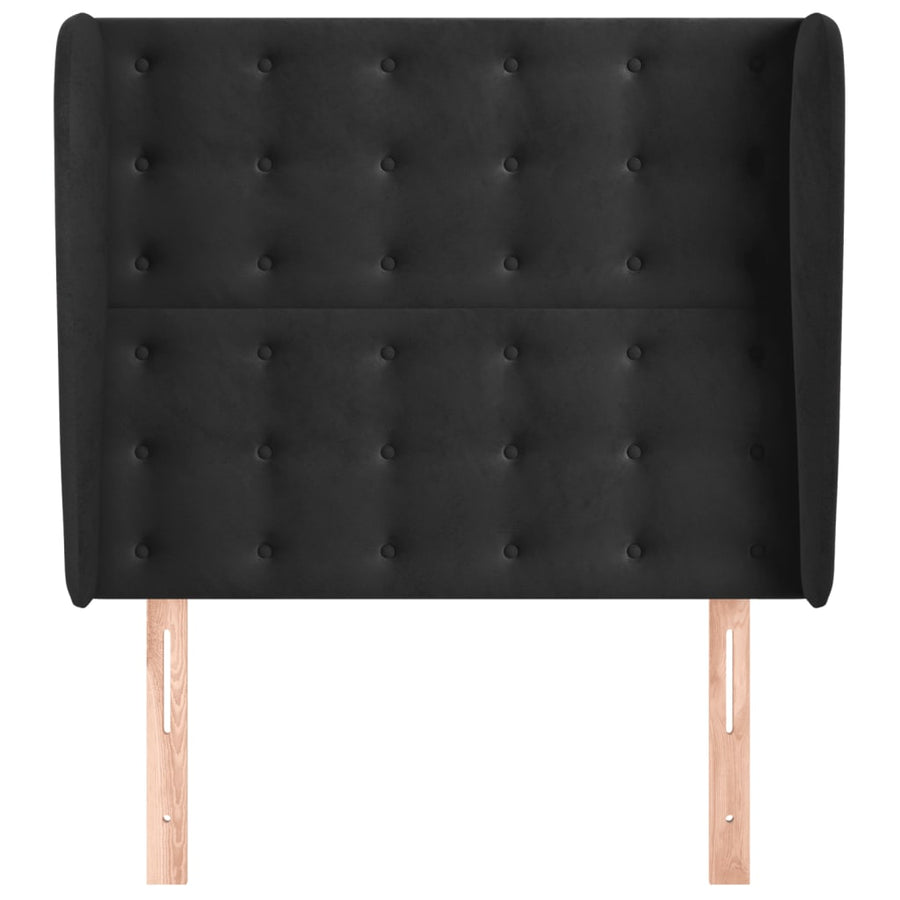 Hoofdbord Met Randen Fluweel 103 x 23 x 118/128 cm Zwart