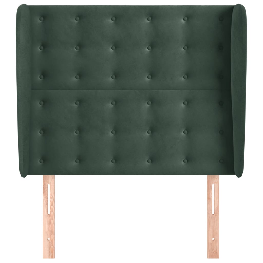 Hoofdbord met randen 103x23x118/128 cm fluweel donkergroen