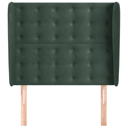 Hoofdbord met randen 103x23x118/128 cm fluweel donkergroen