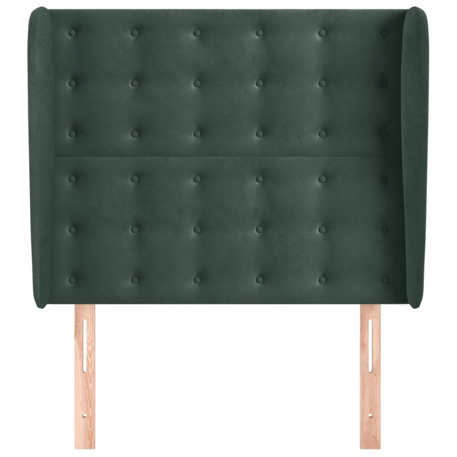 Hoofdbord met randen 103x23x118/128 cm fluweel donkergroen