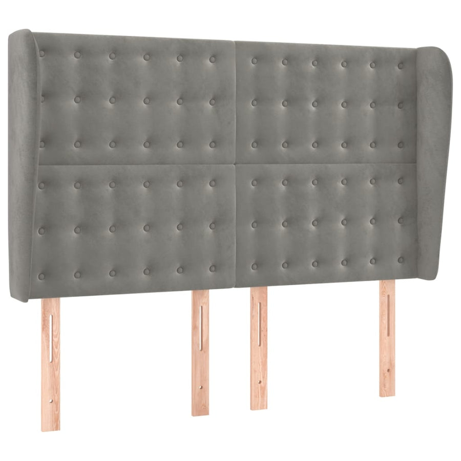 Hoofdbord Met Randen Fluweel 147 x 23 x 118/128 cm Lichtgrijs