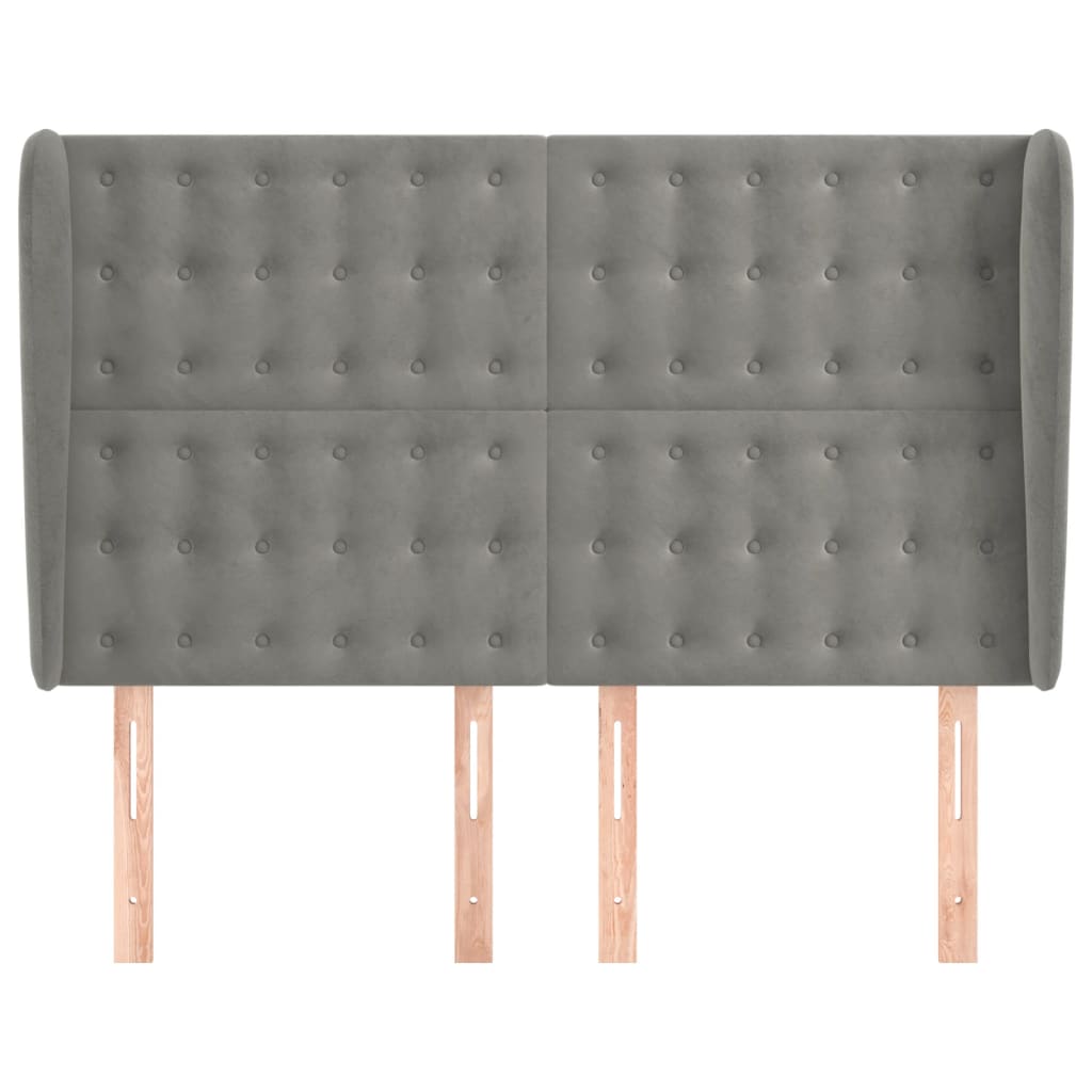 Hoofdbord Met Randen Fluweel 147 x 23 x 118/128 cm Lichtgrijs