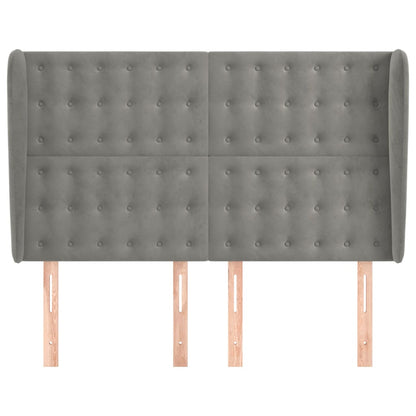 Hoofdbord Met Randen Fluweel 147 x 23 x 118/128 cm Lichtgrijs