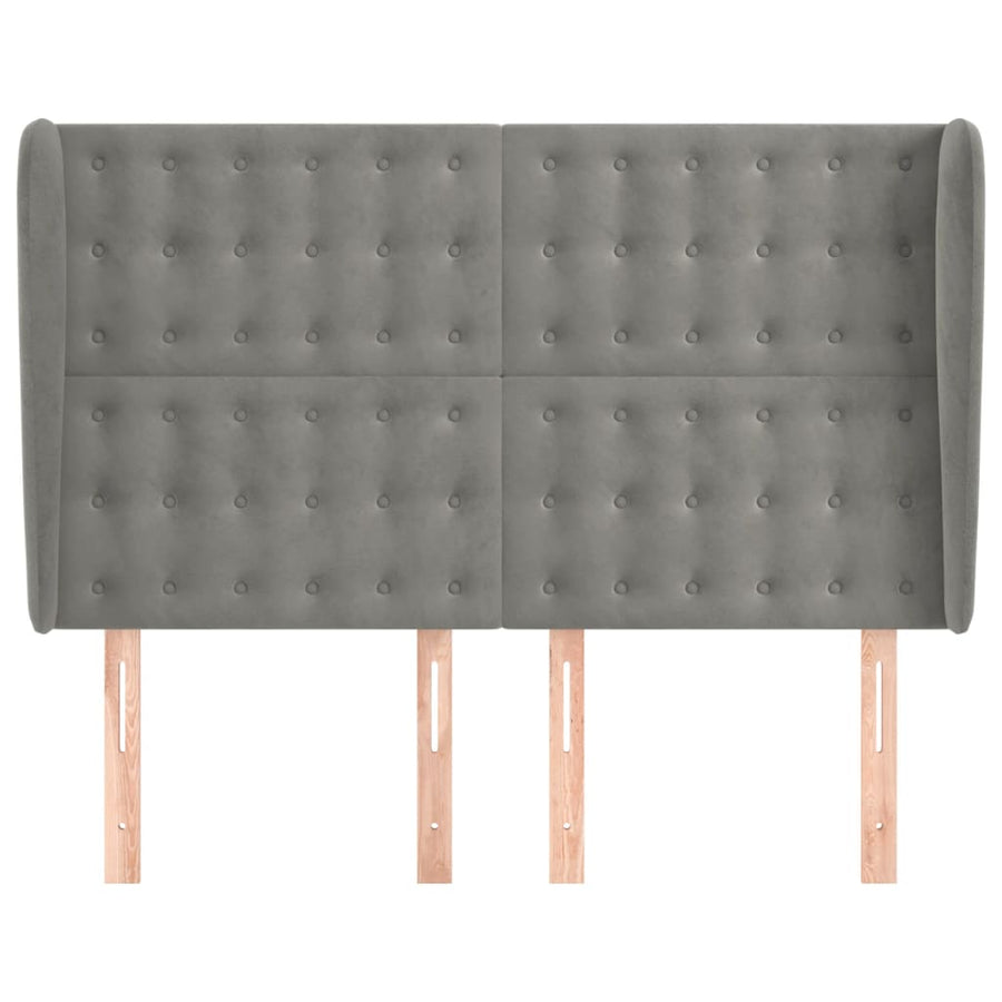 Hoofdbord Met Randen Fluweel 147 x 23 x 118/128 cm Lichtgrijs