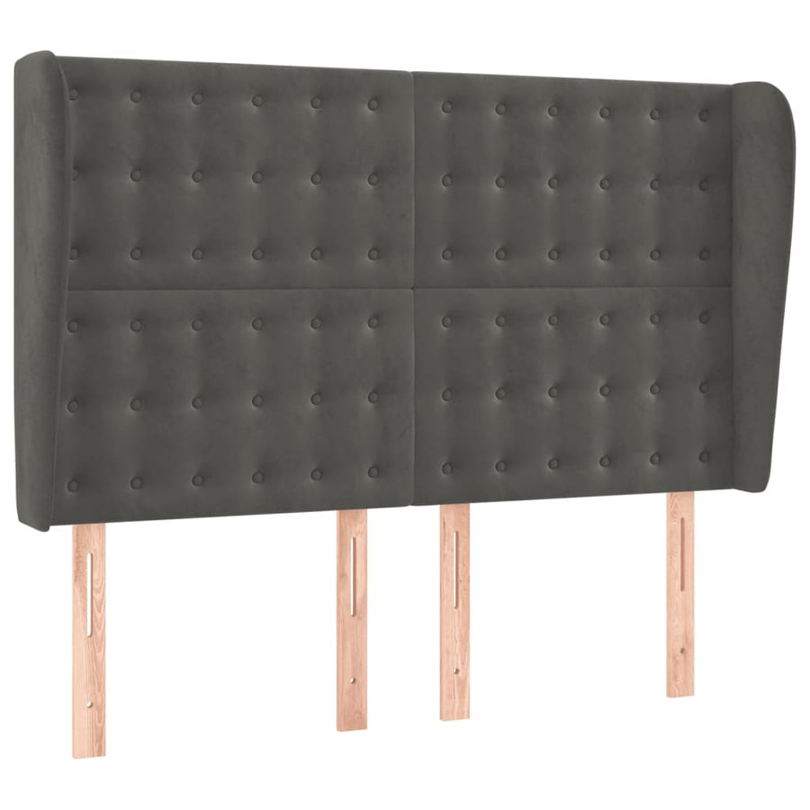 Hoofdbord Met Randen Fluweel 1 147 x 23 x 118/128 cm Donkergrijs