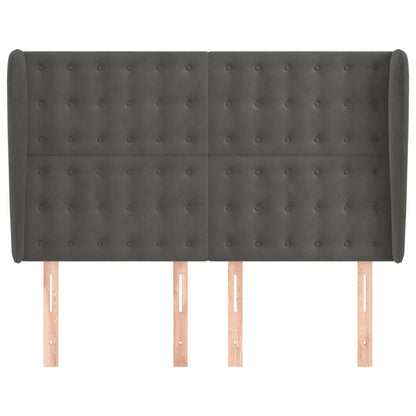 Hoofdbord Met Randen Fluweel 1 147 x 23 x 118/128 cm Donkergrijs
