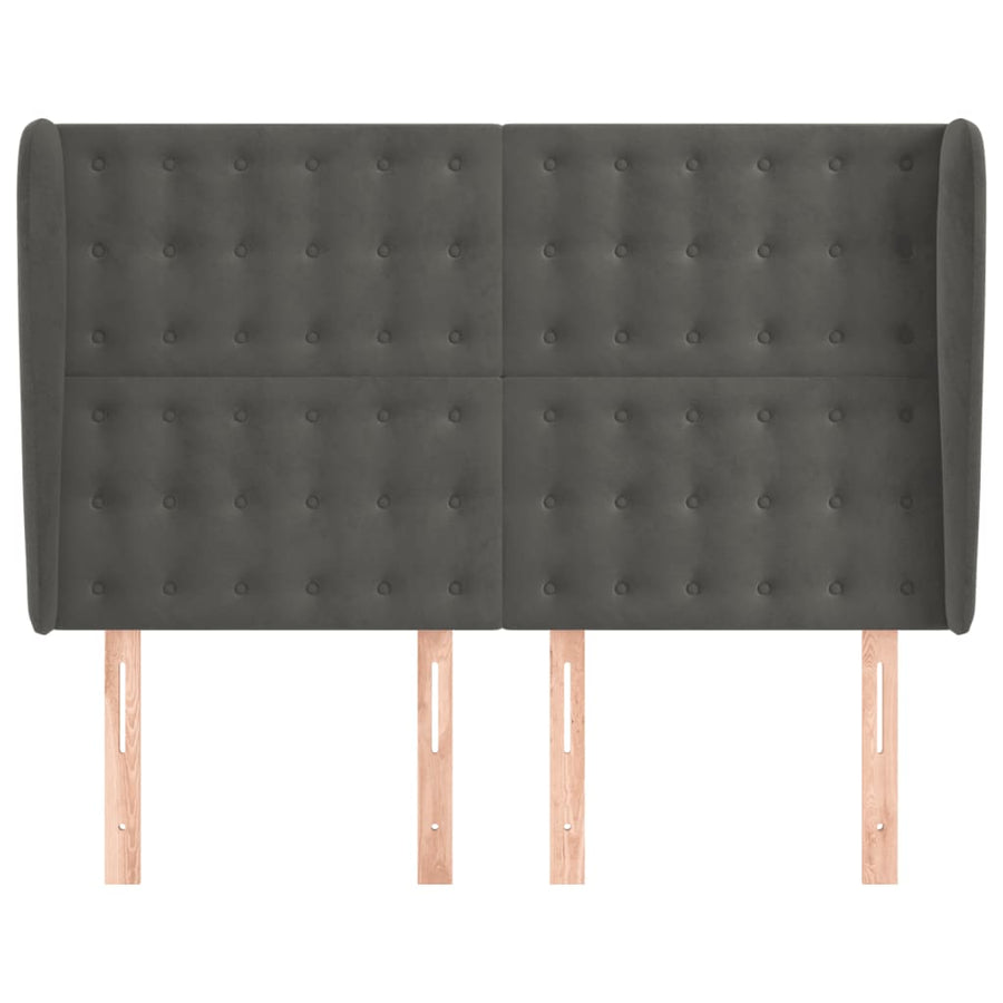 Hoofdbord Met Randen Fluweel 1 147 x 23 x 118/128 cm Donkergrijs