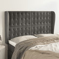Hoofdbord met randen 147x23x118/128 cm fluweel donkergrijs