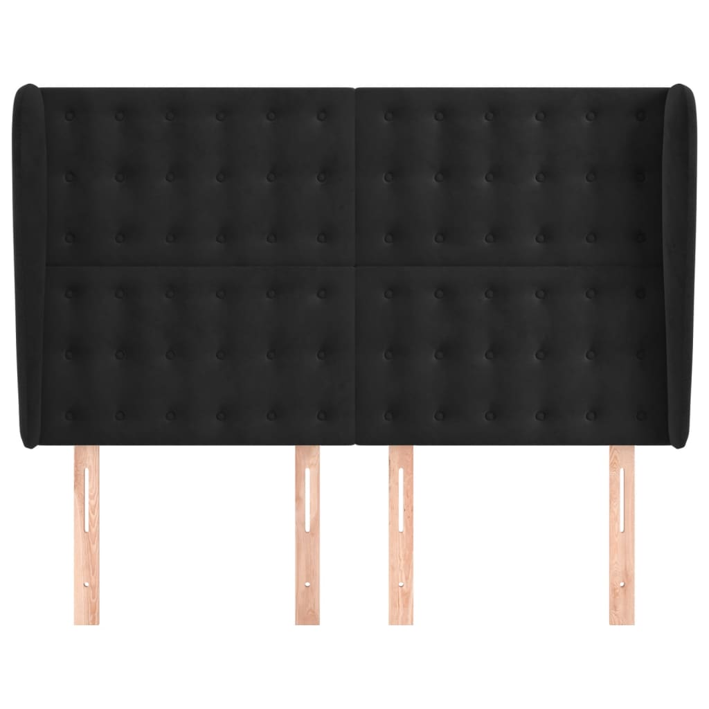 Hoofdbord Met Randen Fluweel 147 x 23 x 118/128 cm Zwart