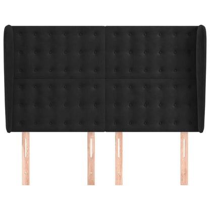 Hoofdbord Met Randen Fluweel 147 x 23 x 118/128 cm Zwart