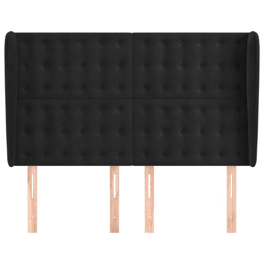 Hoofdbord Met Randen Fluweel 147 x 23 x 118/128 cm Zwart