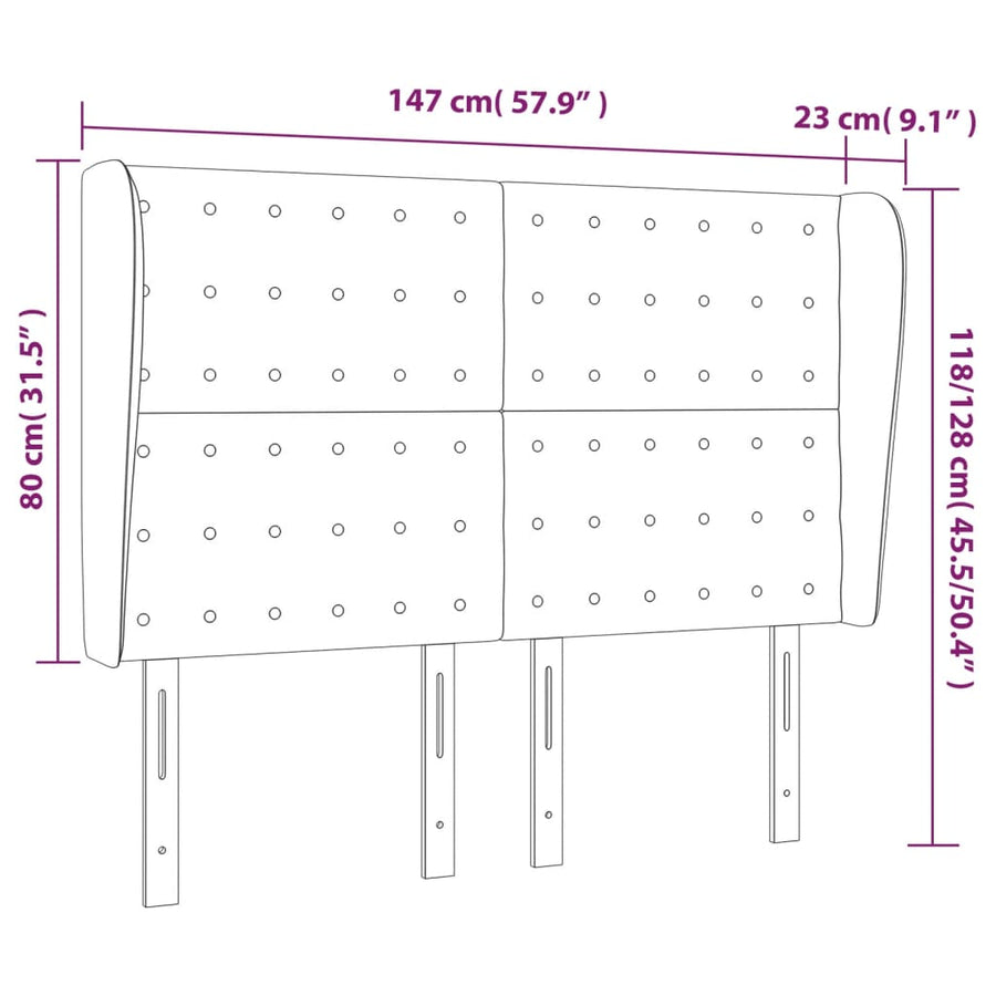 Hoofdbord Met Randen Fluweel 147 x 23 x 118/128 cm Zwart