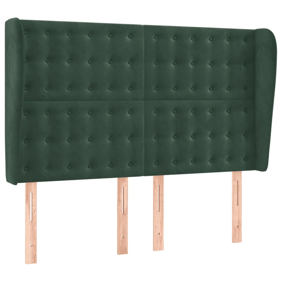 Hoofdbord met randen 147x23x118/128 cm fluweel donkergroen
