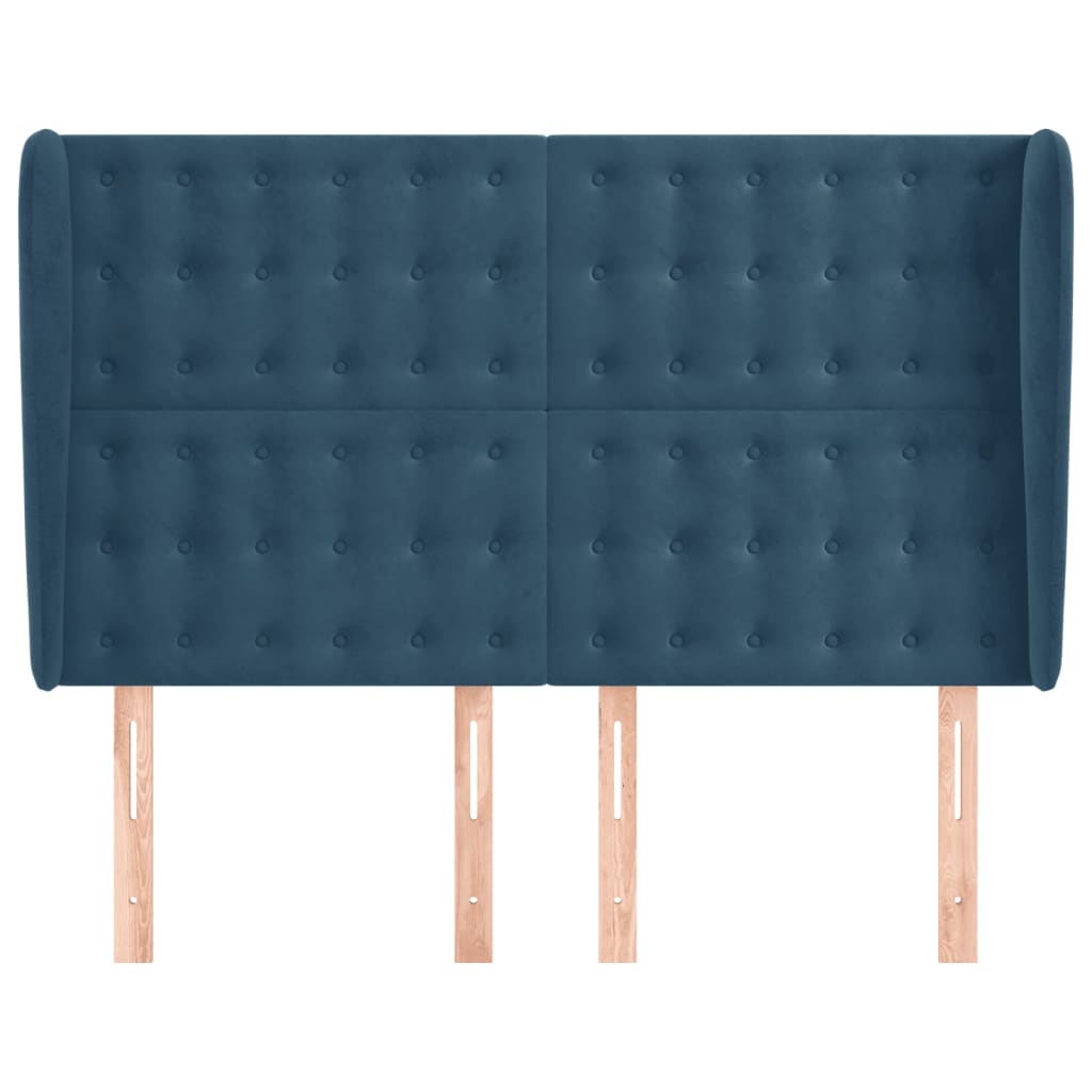 Hoofdbord Met Randen Fluweel 147 x 23 x 118/128 cm Donkerblauw