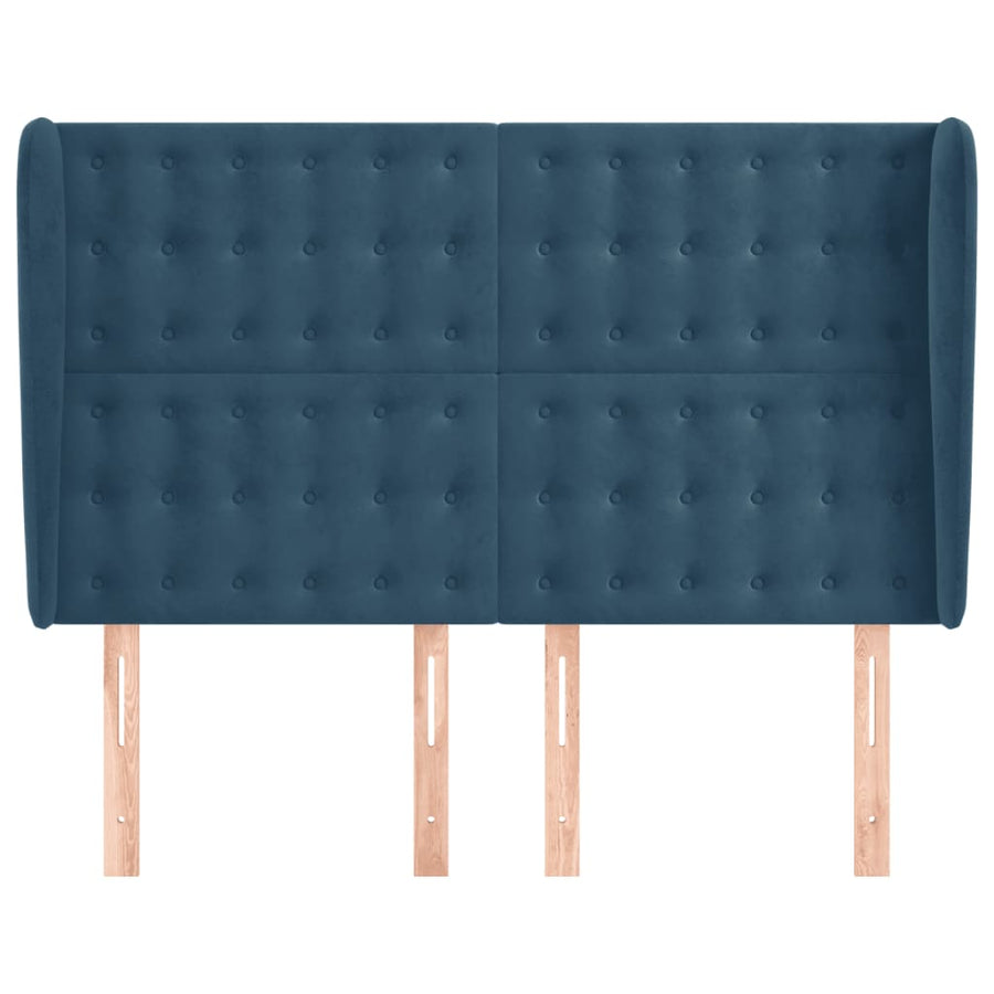 Hoofdbord Met Randen Fluweel 147 x 23 x 118/128 cm Donkerblauw