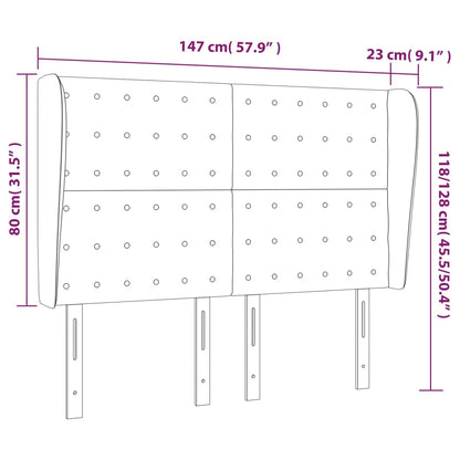 Hoofdbord Met Randen Fluweel 147 x 23 x 118/128 cm Donkerblauw