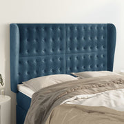 Hoofdbord fluweel 147x23x118/128 cm donkerblauw