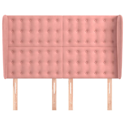 Hoofdbord Met Randen Fluweel 1 147 x 23 x 118/128 cm Roze