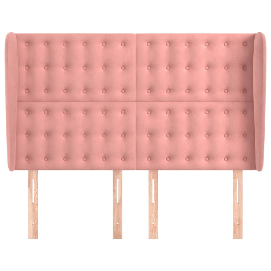 Hoofdbord Met Randen Fluweel 1 147 x 23 x 118/128 cm Roze