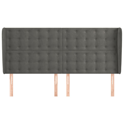 Hoofdbord Met Randen Fluweel 163 x 23 x 118/128 cm Donkergrijs