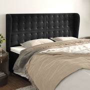 Hoofdbord 163x23x118/128 cm fluweel zwart