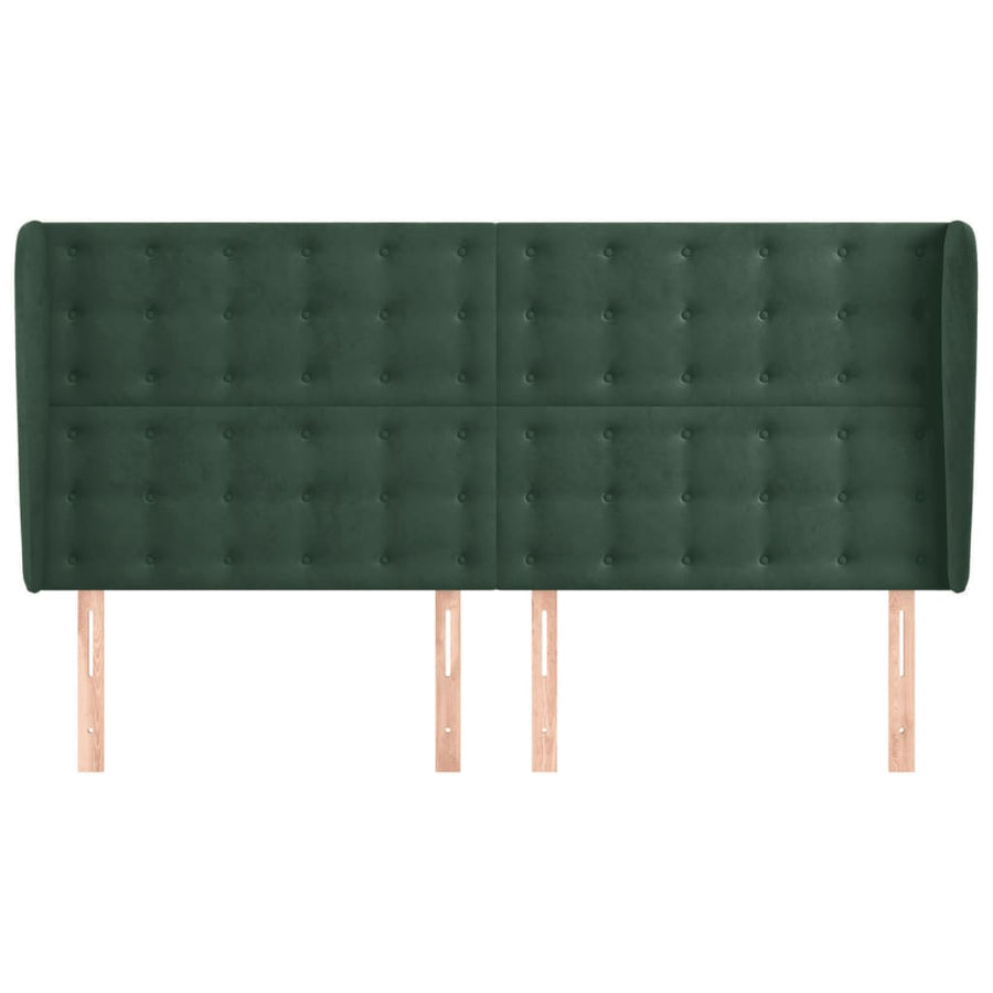 Hoofdbord met randen 163x23x118/128 cm fluweel donkergroen