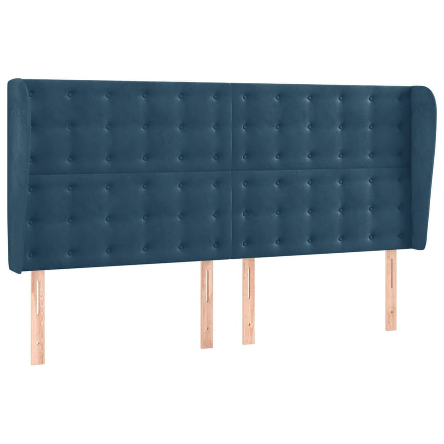 Hoofdbord Met Randen Fluweel 1 163 x 23 x 118/128 cm Donkerblauw