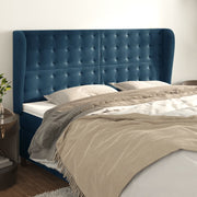 Hoofdbord 163x23x118/128 cm fluweel donkerblauw