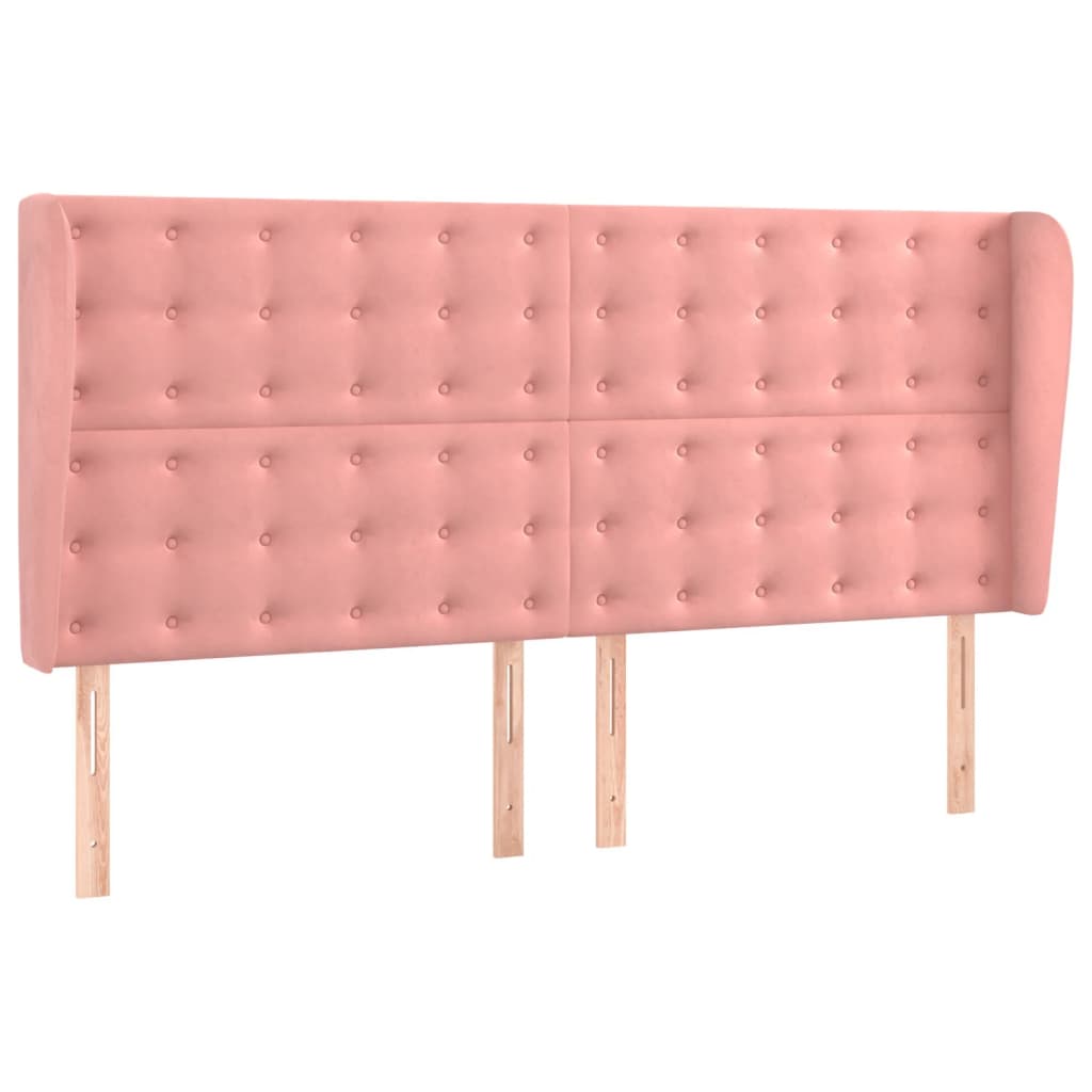 Hoofdbord Met Randen Fluweel 163 x 23 x 118/128 cm Roze