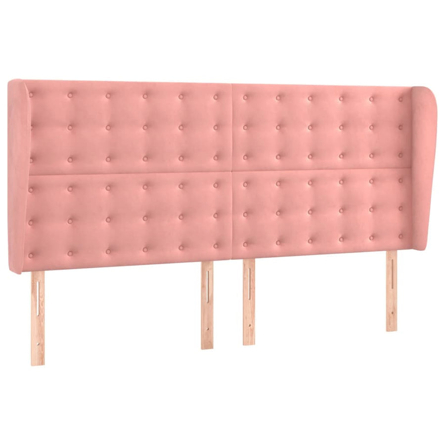 Hoofdbord Met Randen Fluweel 163 x 23 x 118/128 cm Roze