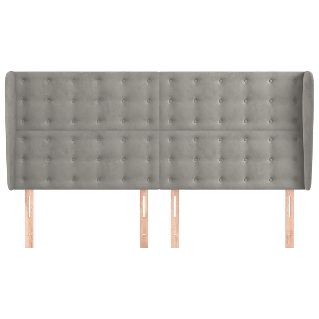 Hoofdbord Met Randen 183X23X118/128 Cm Fluweel Lichtgrijs 183 x 23 x 118/128 cm