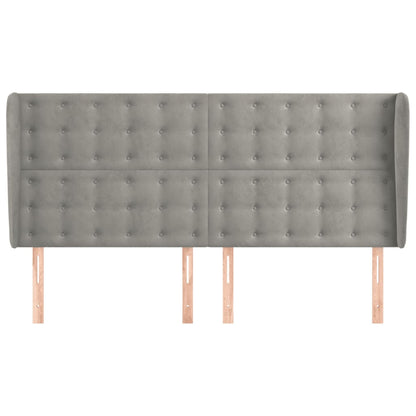 Hoofdbord Met Randen 183X23X118/128 Cm Fluweel Lichtgrijs 183 x 23 x 118/128 cm