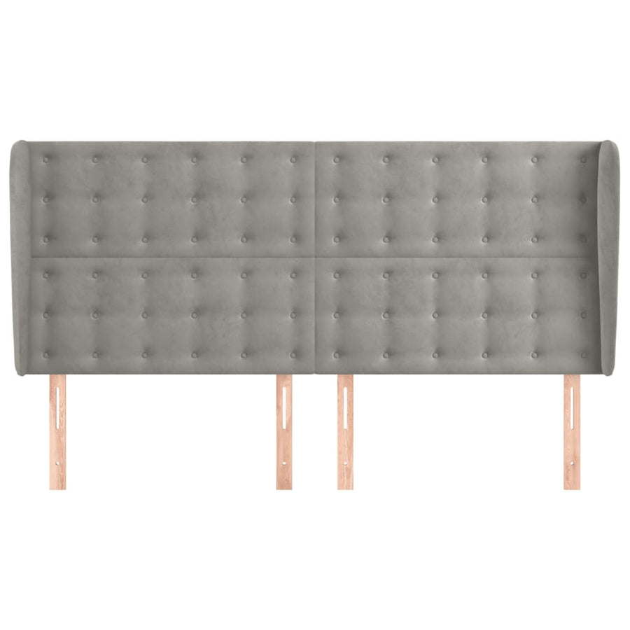 Hoofdbord Met Randen 183X23X118/128 Cm Fluweel Lichtgrijs 183 x 23 x 118/128 cm